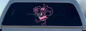 Cute Honey Bee with Flower Car Truck Window Vinyl Decal Sticker (Pink)