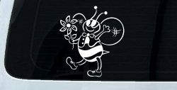 Cute Honey Bee with Flower Car or Truck Window Decal Sticker