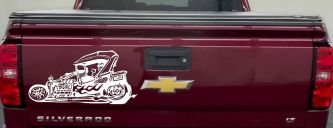 Rat Hot Rod Car or Truck Window Decal Sticker (White)