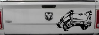 Classic Big Fin Muscle Car Car or Truck Window Decal Sticker (Black)