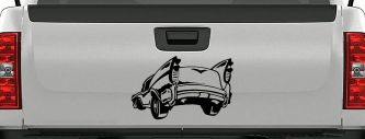 Classic Big Fin Muscle Car Car or Truck Window Decal Sticker (Black)