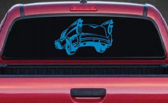 Classic Big Fin Muscle Car Car or Truck Window Decal Sticker (Blue)