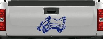 Classic Big Fin Muscle Car Car or Truck Window Decal Sticker (Navy)