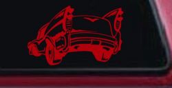 Classic Big Fin Muscle Car Car or Truck Window Decal Sticker (Red)