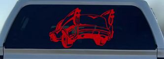 Classic Big Fin Muscle Car Car or Truck Window Decal Sticker (Red)