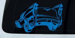 Classic Big Fin Muscle Car Car or Truck Window Decal Sticker (Sky Blue)