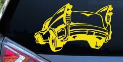 Classic Big Fin Muscle Car Car or Truck Window Decal Sticker (Yellow)