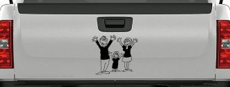 Mom Dad Daughter Family Decal Stick Family Car or Truck Window Decal Sticker (Black)