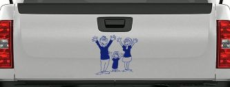 Mom Dad Daughter Family Decal Stick Family Car or Truck Window Decal Sticker (Navy)