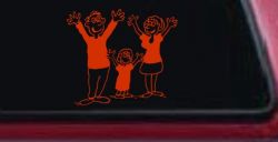 Mom Dad Daughter Family Decal Stick Family Car or Truck Window Decal Sticker (Orange Red)