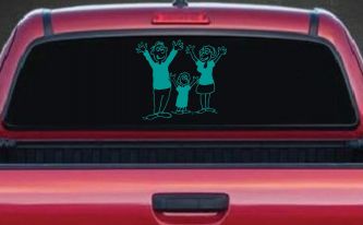 Mom Dad Daughter Family Car Decal Vinyl Sticker Window Decor (Turquoise)