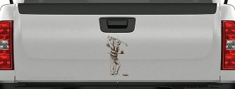 Golf Swing Sports Car or Truck Window Decal Sticker (Brown)