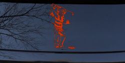 Golf Swing Sports Car or Truck Window Decal Sticker (Orange Red)