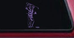 Golf Swing Sports Car or Truck Window Decal Sticker (Purple)