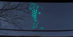 Golf Swing Sports Car or Truck Window Decal Sticker (Turquoise)