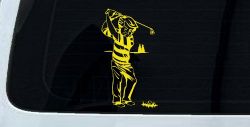 Golf Swing Sports Car or Truck Window Decal Sticker (Yellow)