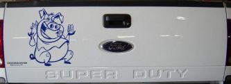 Cute Pig BBQ Car or Truck Window Decal Sticker (Navy)