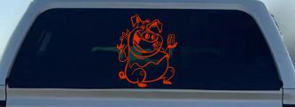 Cute Pig BBQ Car or Truck Window Decal Sticker (Orange Red)