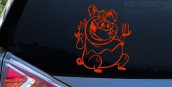 Cute Pig BBQ Car or Truck Window Decal Sticker (Orange Red)