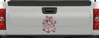 Cute Pig BBQ Car or Truck Window Decal Sticker (Purple Red)