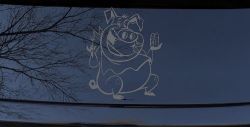 Cute Pig BBQ Car or Truck Window Decal Sticker (Silver)