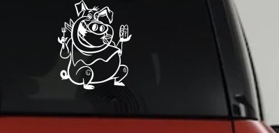 Cute Pig BBQ Decal for Car Truck Windows - Fun Vinyl Sticker