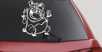 Cute Pig BBQ Decal for Car Truck Windows - Fun Vinyl Sticker