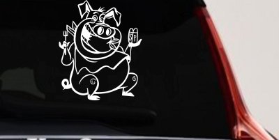 Cute Pig BBQ Decal for Car Truck Windows - Fun Vinyl Sticker