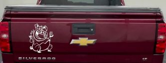Cute Pig BBQ Car or Truck Window Decal Sticker (White)