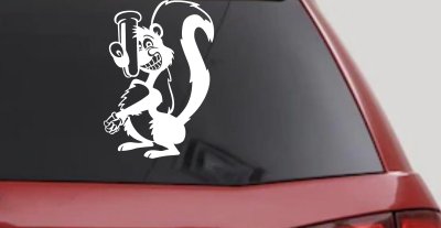 Stinky Skunk Car Truck Window Vinyl Decal Sticker Funny Animal Graphic (White)