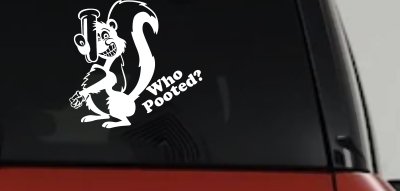 Funny Skunk Poot Decal Car Truck Window Vinyl Sticker Humorous Auto Graphic