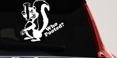 Funny Skunk Poot Decal Car Truck Window Vinyl Sticker Humorous Auto Graphic