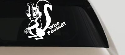 Funny Skunk Poot Decal Car Truck Window Vinyl Sticker Humorous Auto Graphic