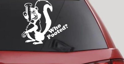 Funny Skunk Poot Decal Car Truck Window Vinyl Sticker Humorous Auto Graphic