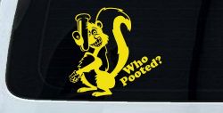 Funny Skunk Who Pooted Funny Car or Truck Window Decal Sticker (Yellow)