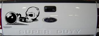 Skull Ball and Chain Car or Truck Window Decal Sticker (Black)