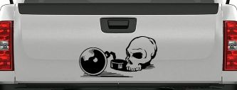 Skull Ball and Chain Car or Truck Window Decal Sticker (Black)