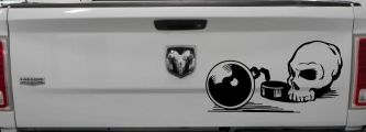 Skull Ball and Chain Car or Truck Window Decal Sticker (Black)