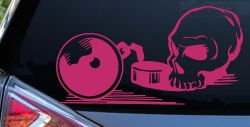 Skull Ball and Chain Car or Truck Window Decal Sticker (Hot Pink)