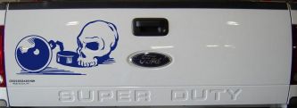 Skull Ball and Chain Car or Truck Window Decal Sticker (Navy)