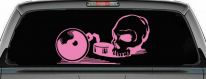 Skull Ball and Chain Car or Truck Window Decal Sticker (Pink)