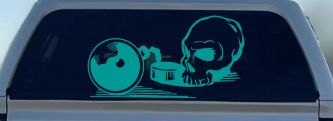 Skull Ball and Chain Car or Truck Window Decal Sticker (Turquoise)