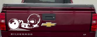 Skull Ball and Chain Car or Truck Window Decal Sticker (White)