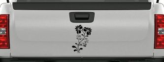 Swirl Leaf Flowers And Vines Car or Truck Window Decal Sticker (Black)