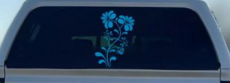 Swirl Leaf Flowers And Vines Car or Truck Window Decal Sticker (Blue)