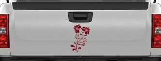 Swirl Leaf Flowers And Vines Car or Truck Window Decal Sticker (Burgundy)