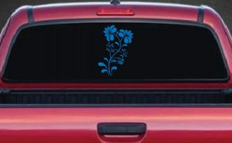 Swirl Leaf Flower Vine Car Truck Decal Sticker Window Art Vinyl (Sky Blue)