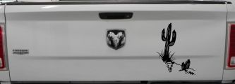 Cactus and Long Horn Skull Western Car or Truck Window Decal Sticker (Black)