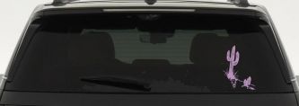 Cactus and Long Horn Skull Western Car or Truck Window Decal Sticker (Lilac)