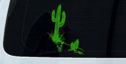 Cactus and Long Horn Skull Western Car or Truck Window Decal Sticker (Lime)
